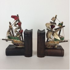 Vintage Sailing Schooner Nautical Themed Bookends Pirate Ship Collectibles   173461332193